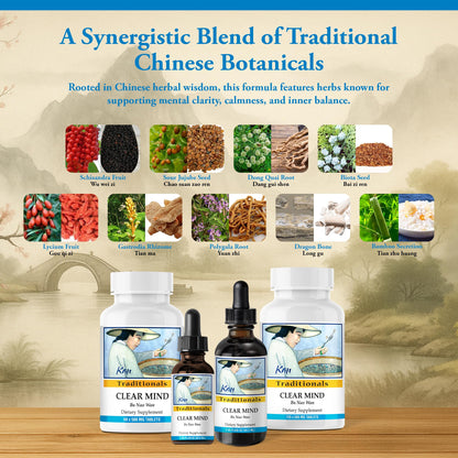 Kan Herbs Company Clear Mind Formula – Traditional Chinese Herbal Blend for Cognitive Clarity and Spirit Support, Nourishes Heart Yin and Blood, Calms Shen, Herbal Supplement, 60 Tablets Kan HerbsBuy Supplements Australia