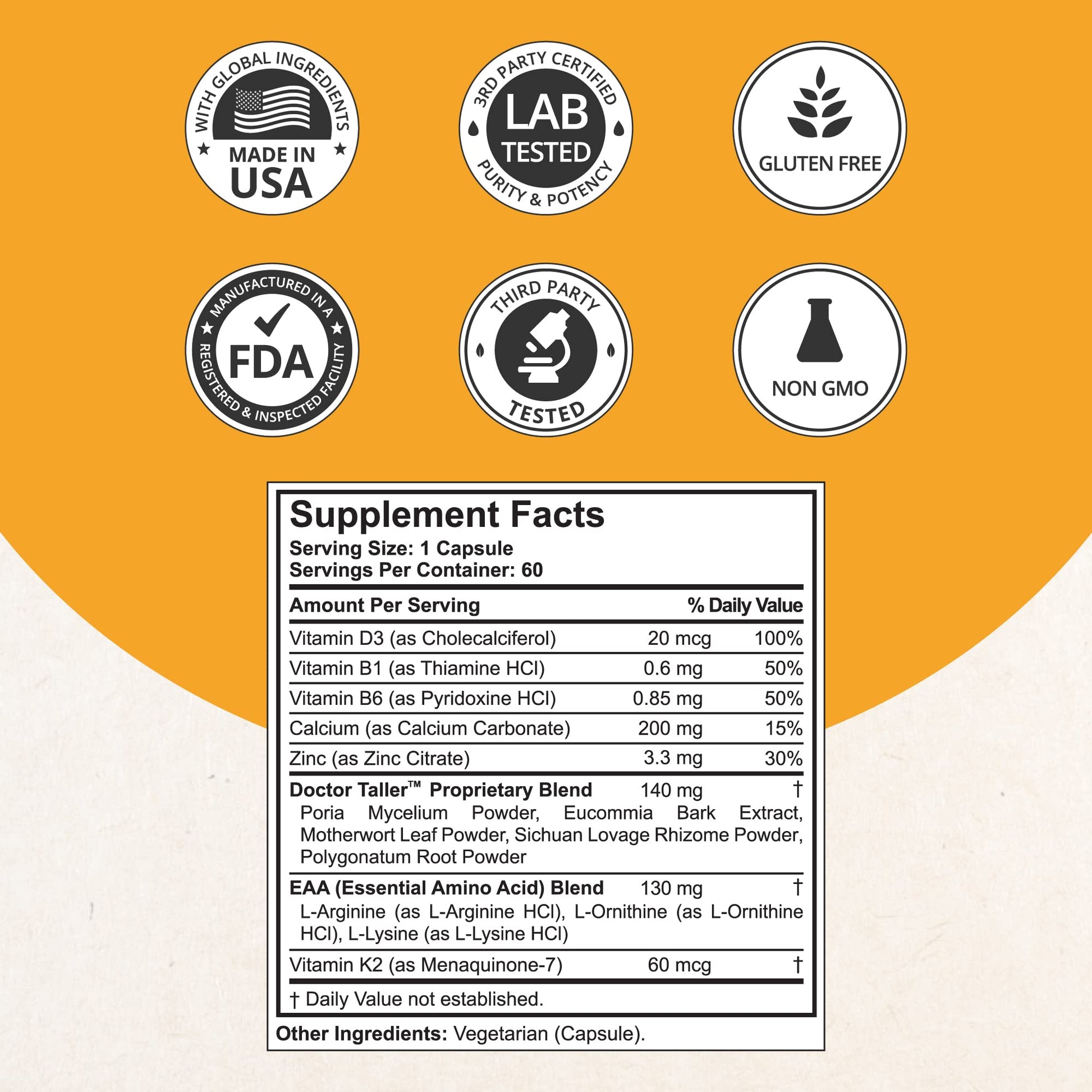 NuBest Doctor Taller - Bone Strength Supports, Enhance Immune System - Keto with Calcium, Vitamin D3, Vitamin K2, Amino Acids & Herbs for Children (8+) - 60 Vegan Capsules | 1 Month Supply NuBestBuy Supplements Australia