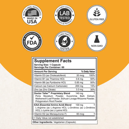 NuBest Doctor Taller - Bone Strength Supports, Enhance Immune System - Keto with Calcium, Vitamin D3, Vitamin K2, Amino Acids & Herbs for Children (8+) - 60 Vegan Capsules | 1 Month Supply NuBestBuy Supplements Australia