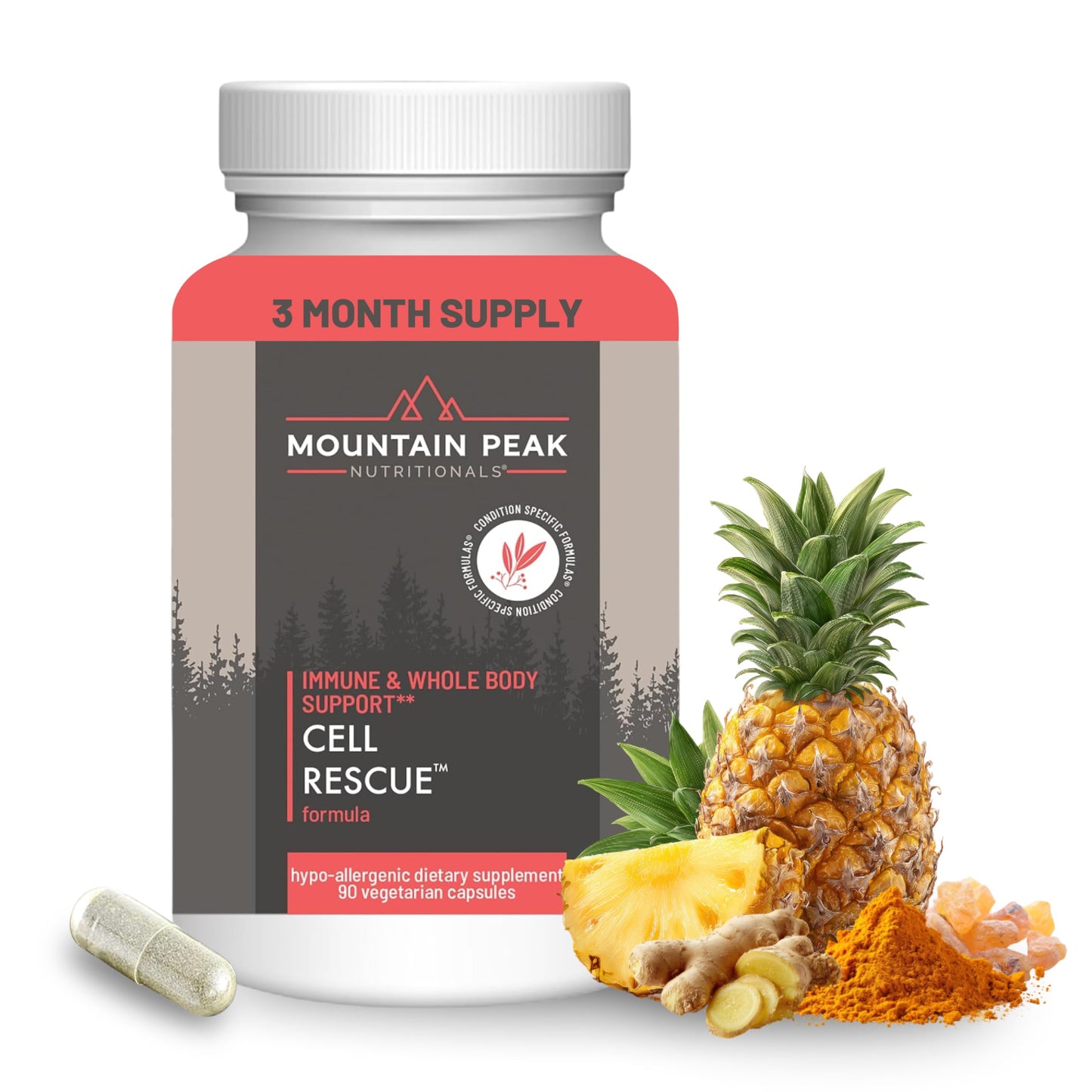 Mountain Peak Nutritionals Cell Rescue - Antioxidant Immune Support Supplement with Turmeric, Ginger Root, and Bromelain - Supports Intestinal Health & Whole Body (90 Capsules) Mountain Peak NutritionalsBuy Supplements Australia