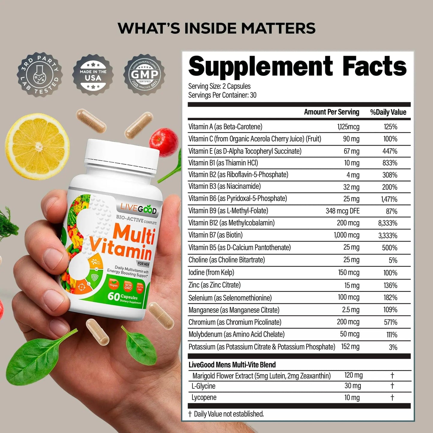 LiveGood Bio-Active Complete Multivitamin for Men, Daily Men’s Multi with 24 Essential Vitamins and Minerals for Energy, Immunity LIVEGOODBuy Supplements Australia