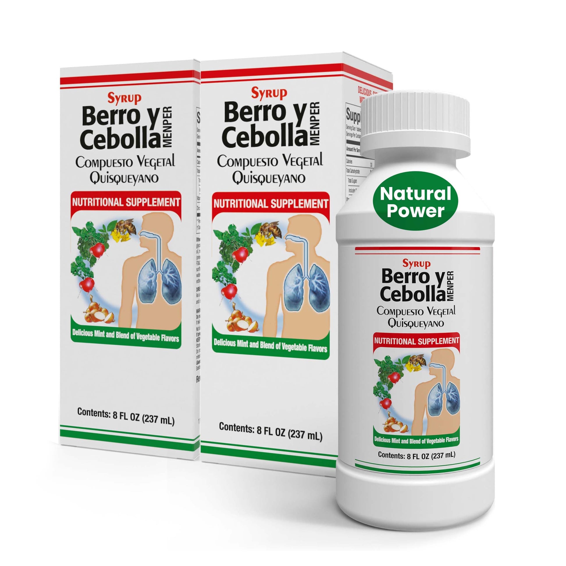 Jarabe Berro y Cebolla Immune Support Syrup with Vitamin D, Zinc & Natural Herbal Extracts – Eucalyptus, Honey, Onion, Garlic & More – Teens & Adult Wellness Formula – 8 Fl Oz Each | 2-Pack Berro y Cebolla MENPERBuy Supplements Australia
