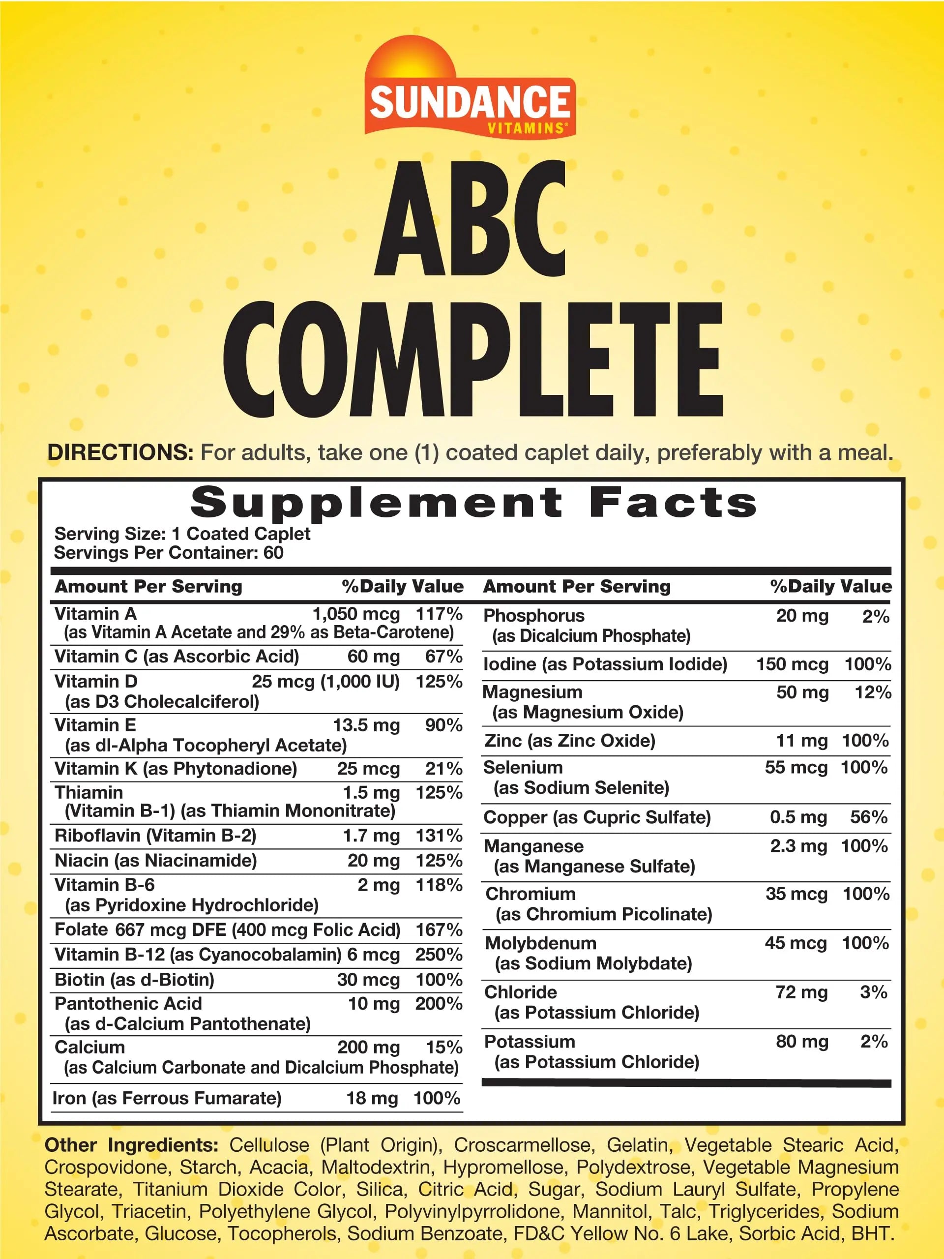 Sundance Multivitamin for Women & Men | with Iron | Mineral Formula ABC Complete | Non-GMO and Gluten Free Supplement SundanceBuy Supplements Australia