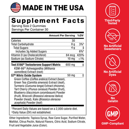 Force Factor Test X180 Max Gummies, Testosterone Booster Supplement for Men, with KSM-66 Ashwagandha to Support T Levels, Strength & Vitality, Mixed Berry, 60 Gummies Force FactorBuy Supplements Australia