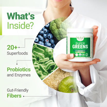 Super Greens Daily Greens Superfood Powder - Certified USDA Organic Green Powder Nested NaturalsBuy Supplements Australia