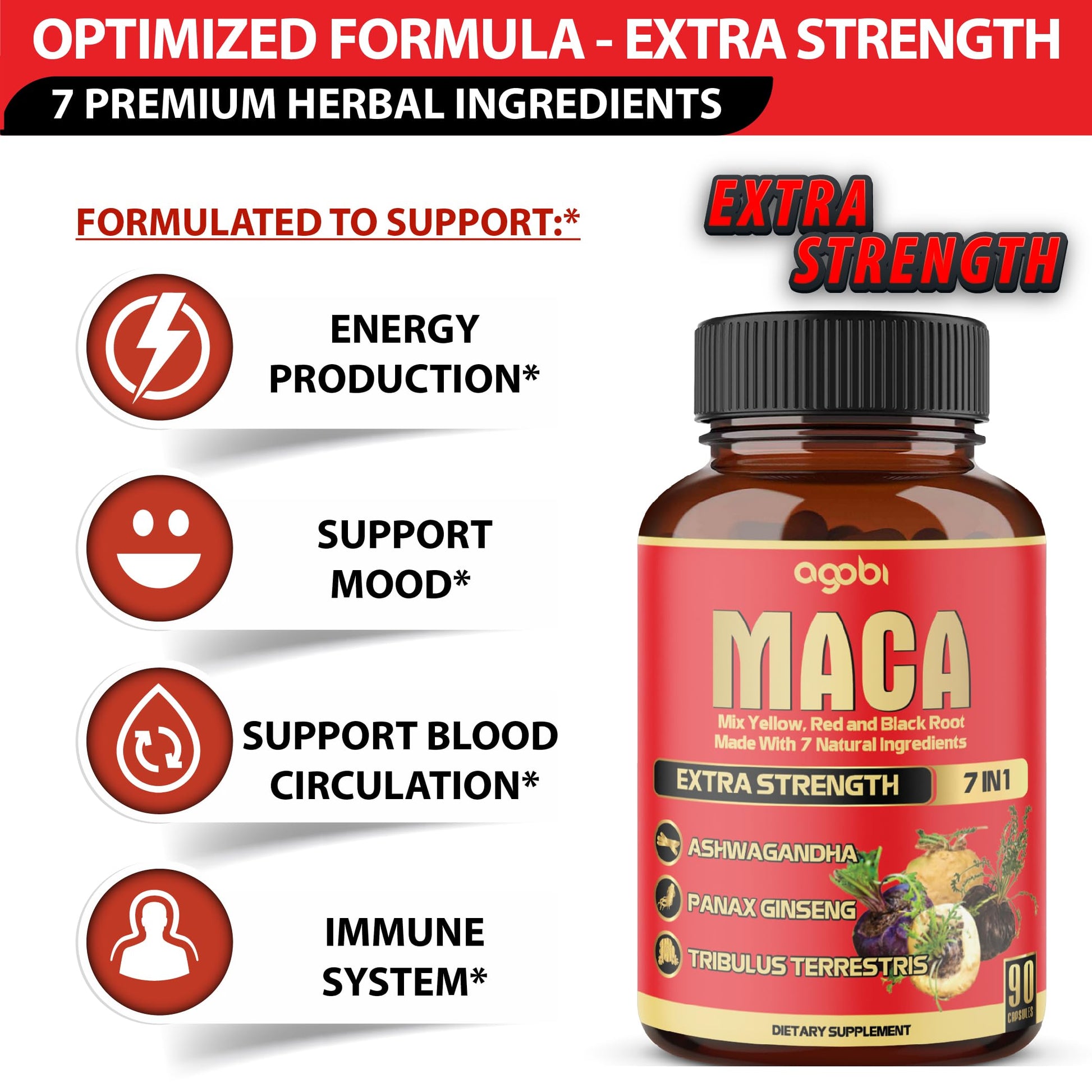 Maca Root Capsules - Supports Natural Health - Energy - Performance & Mood Supplement - Enhanced Blood Flow 3-Month Supply agobiBuy Supplements Australia