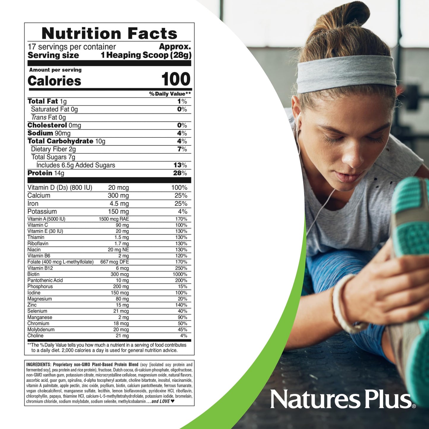 NaturesPlus SPIRU-TEIN, Chocolate - 1.05 lb - Plant-Based Protein Shake - Non-GMO, Vegetarian, Gluten Free - 17 Total Servings NaturesPlusBuy Supplements Australia