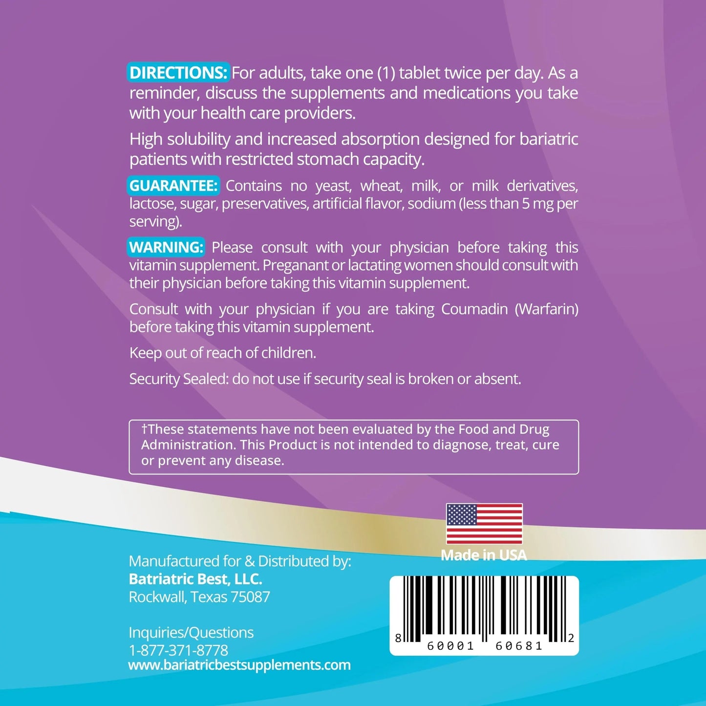 High A D E K Bariatric Multivitamin for Post DS/SADI Surgery, 25 Essential Nutrients for Post-Weight Loss Surgery, 180 Tablets Bariatric Best SupplementsBuy Supplements Australia
