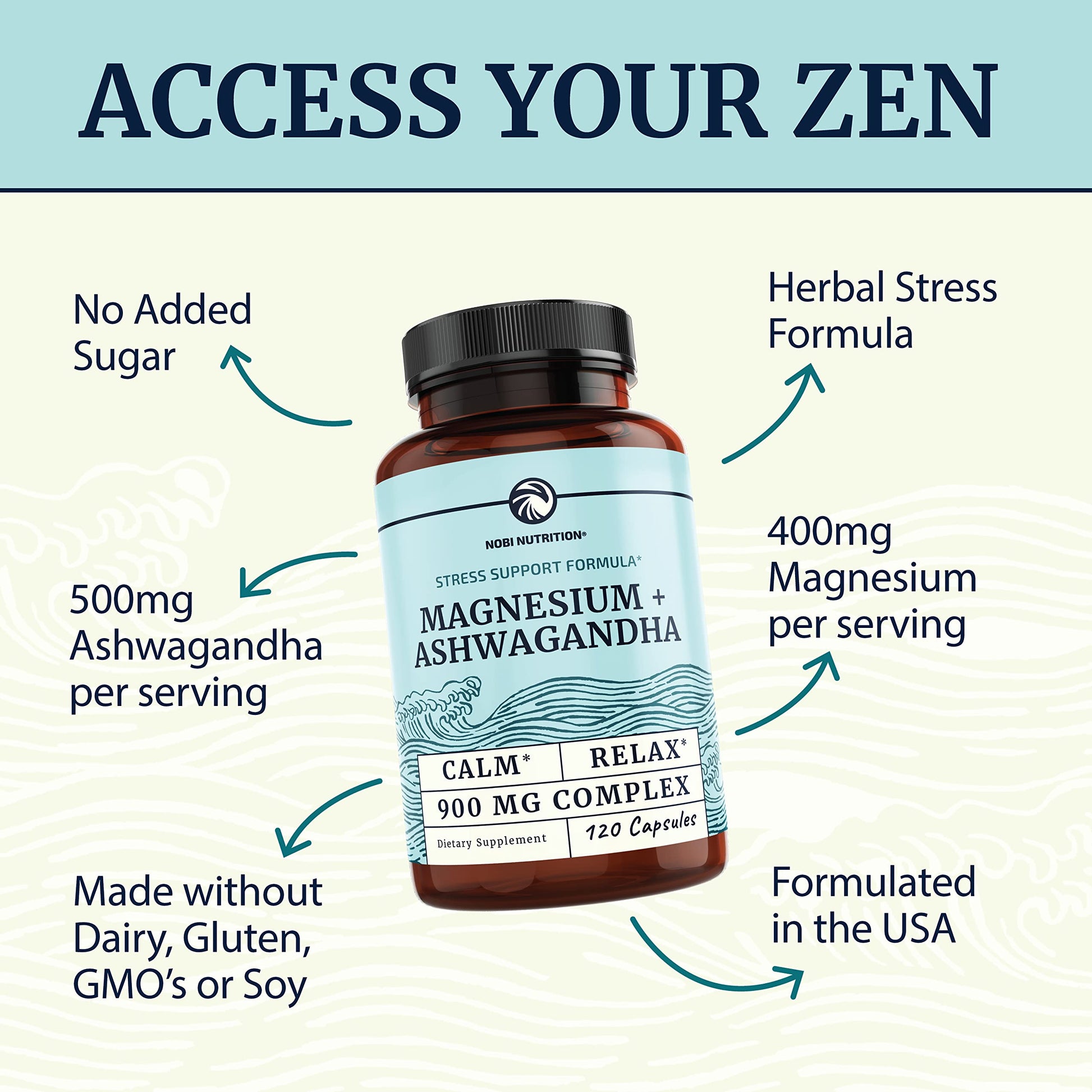 Magnesium Ashwagandha | Calming Magnesium Supplement for Adults | Relax, Rest Nobi NutritionBuy Supplements Australia