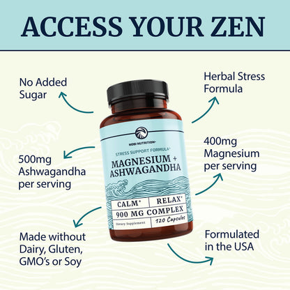 Magnesium Ashwagandha | Calming Magnesium Supplement for Adults | Relax, Rest Nobi NutritionBuy Supplements Australia