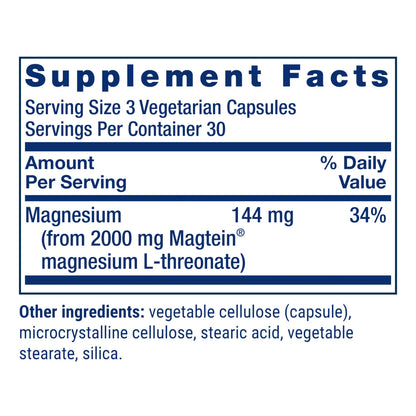 Life Extension Neuro-Mag Magnesium L-Threonate, Memory Health, Quick Thinking, Cognitive Health Support, Vegetarian, Non-GMO, 90 Vegetarian Capsules