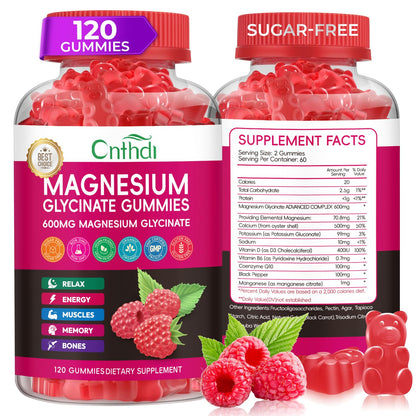 Magnesium Glycinate Gummies 600mg, High Absorption Magnesium Gummies, Black Currant Oil, Calcium, Vitamin B6, Sugar Free Chews for Adults & Kids Relaxation, Stress Relief, Night Rest CNFHDIBuy Supplements Australia
