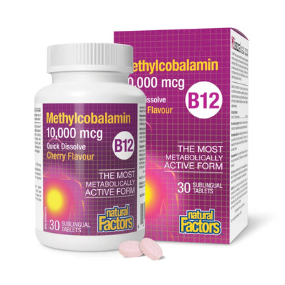 Natural Factors B12 Methylcobalamin, 10,000 mcg, Cherry, 30 Chewable Tablets Natural FactorsBuy Supplements Australia