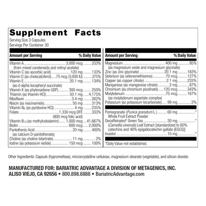 Bariatric Advantage Ultra Multi Without Iron, High Potency Daily Multivitamin for Bariatric Surgery Patients Bariatric AdvantageBuy Supplements Australia
