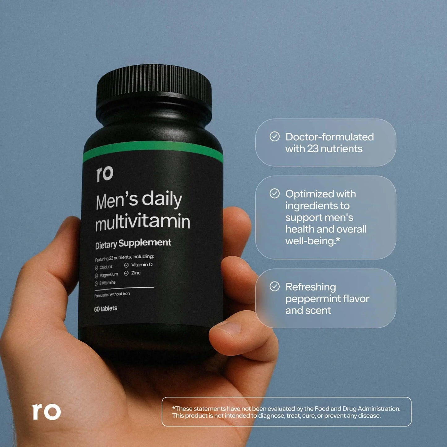 Ro Daily Multivitamin for Men | Supports Physical Activity, Brain + Heart Health, and Immune System with 23 Key Nutrients Including Calcium RoBuy Supplements Australia