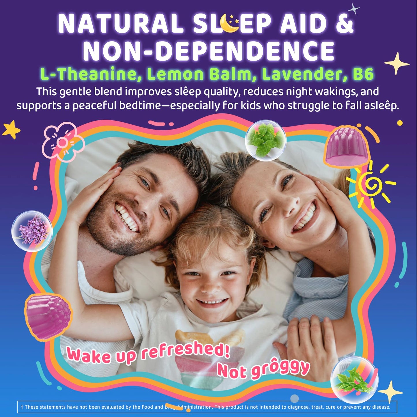 Kids Sleep Gummies, NO Melatonin Sleep Aid Gummies w/ Magnesium Glycinate, Magnesium Malate, L-Theanine, Lavender, B6, Zinc, D3K2 for Restful Sleep, Relax Brain & Muscle, Immune Support, Non-GMO 1Pack ELLAMENTZBuy Supplements Australia