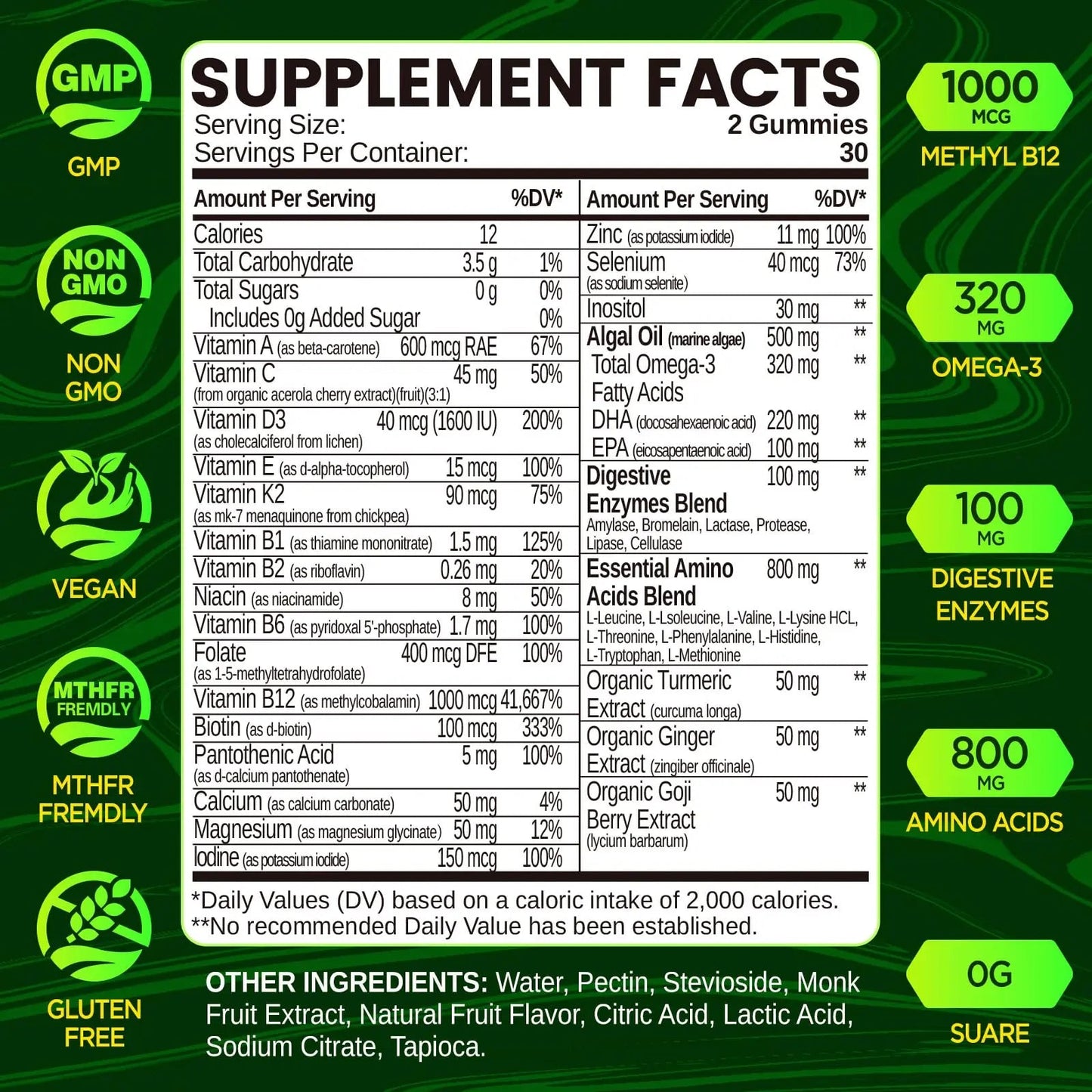 Methylated Multivitamin for Men Gummies, Men`s Multivitamins Gummies with Vitamin B Complex, A, C ,D3, E, K2, Calcium, Magnesium, Omega-3 NATISLANDBuy Supplements Australia