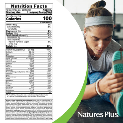 NaturesPlus SPIRU-TEIN GOLD, Vanilla - 1.03 lb - Plant-Based Protein Powder - Vitamins & Minerals for Energy - Vegetarian, Gluten Free - 13 Servings NaturesPlusBuy Supplements Australia