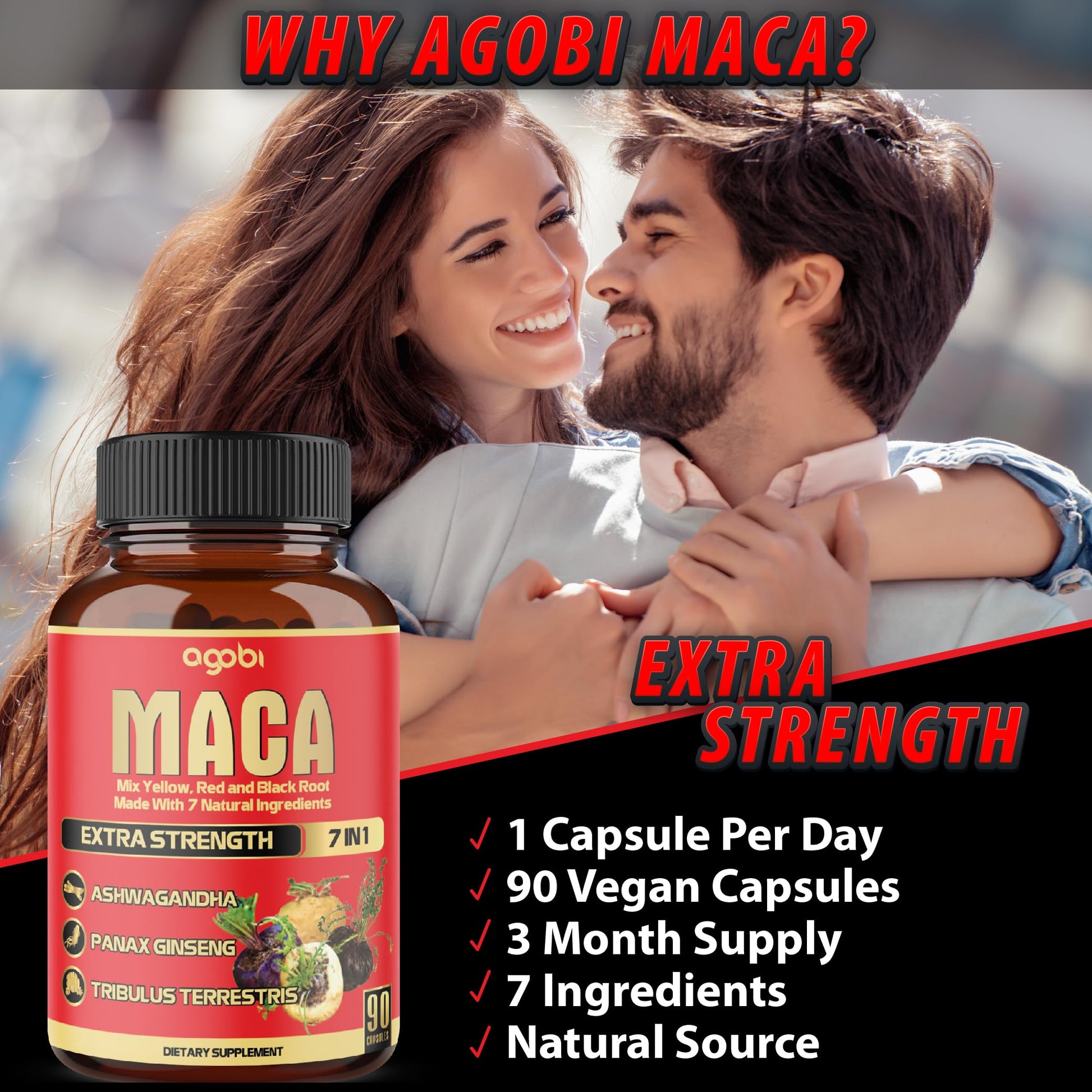 Maca Root Capsules - Supports Natural Health - Energy - Performance & Mood Supplement - Enhanced Blood Flow 3-Month Supply agobiBuy Supplements Australia