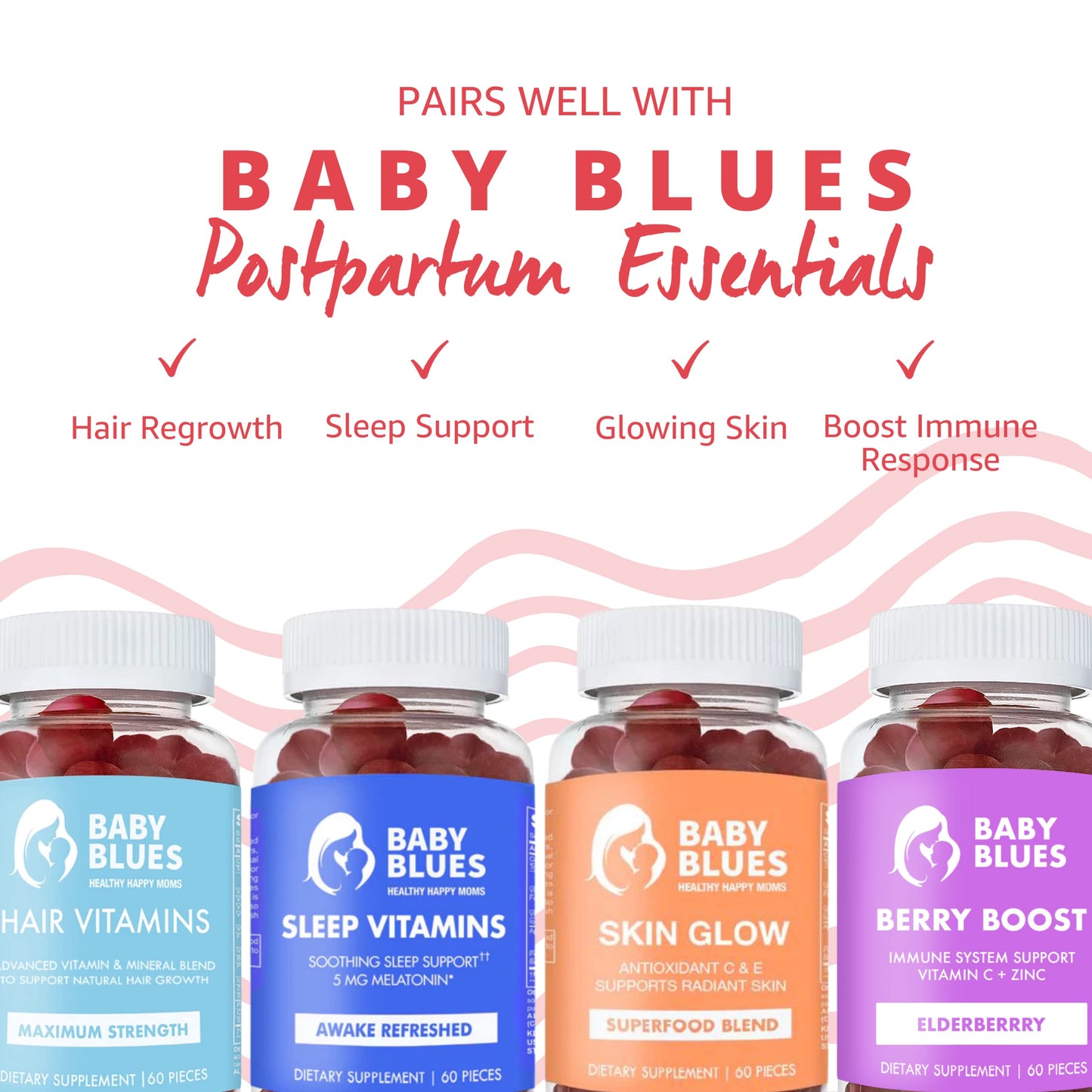 Baby Blues Apple Cider Vinegar Gummies - Vegan, Non-GMO & Gluten-Free, Postpartum Dietary Supplement Baby BluesBuy Supplements Australia