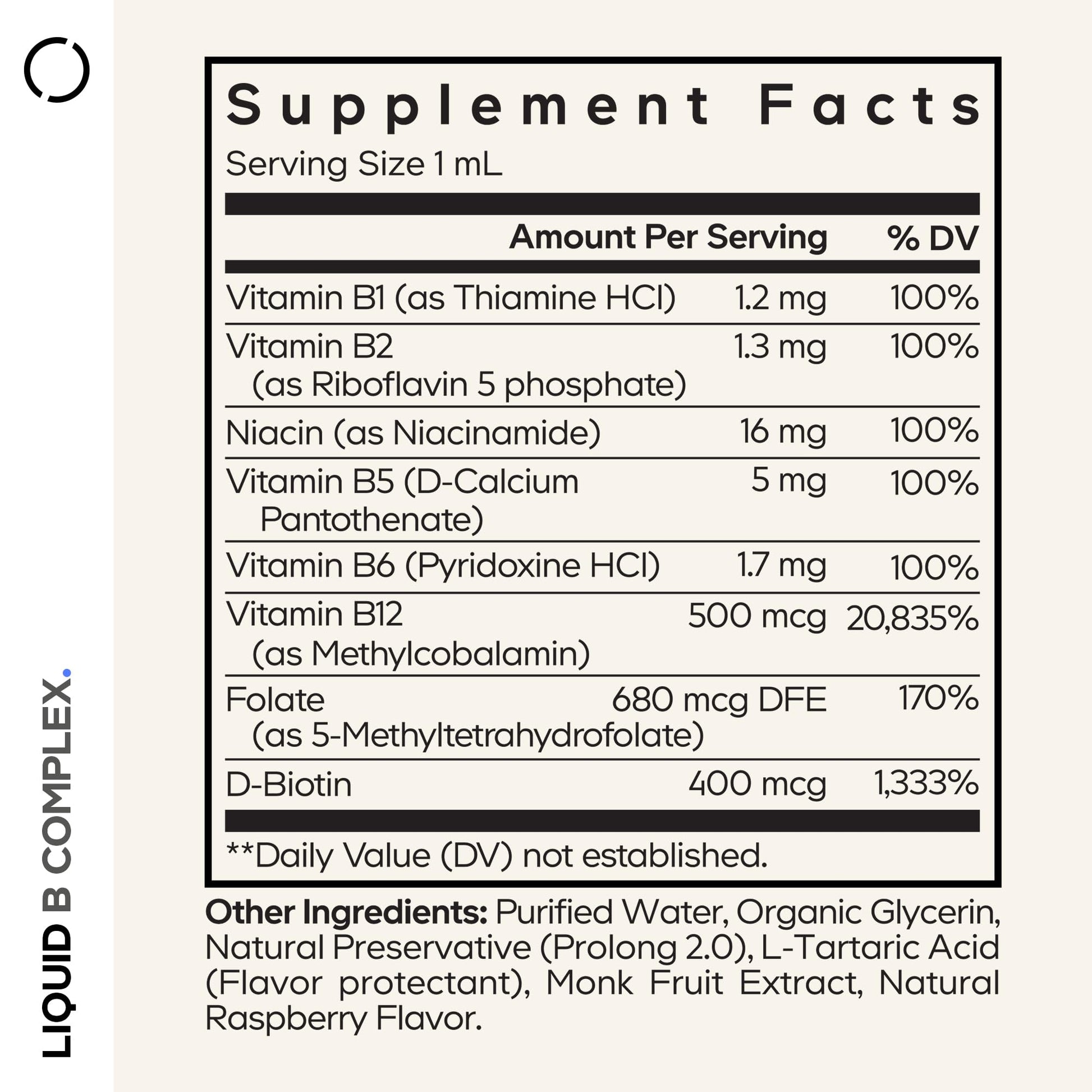 Codeage Liquid B-Complex Supplement with 8 Forms of Vitamin B - Vitamin Thiamine B1, Riboflavin B2, B3, B5, B6, Biotin B7, Active Methylated B9 Folate & B12 - Raspberry Flavor - Non-GMO - 1 fl oz CodeageBuy Supplements Australia