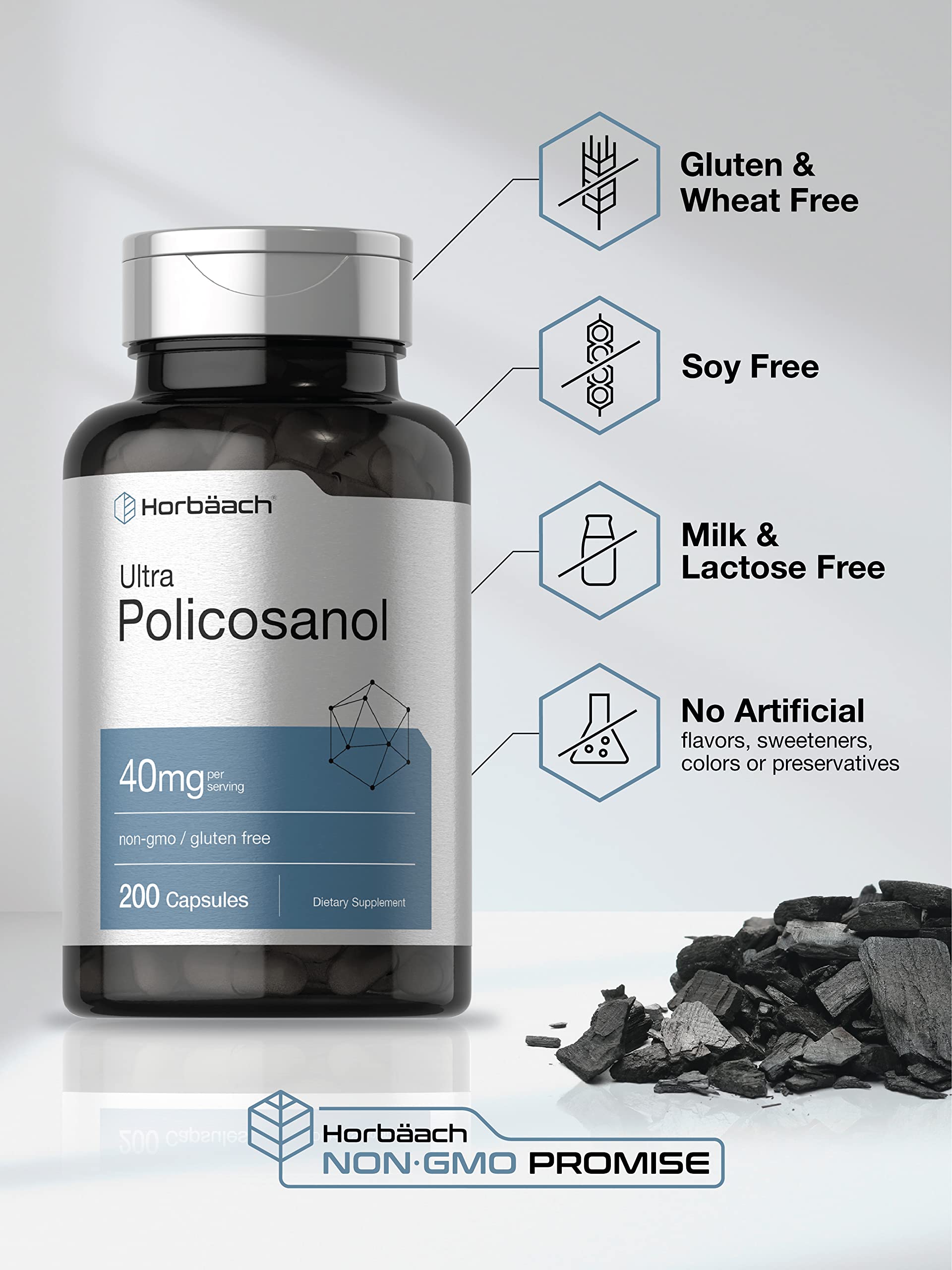 Policosanol 40mg | 200 Capsules | Non-GMO and Gluten Free | by Horbaach HorbäachBuy Supplements Australia