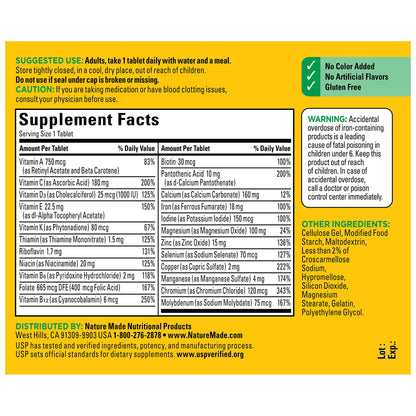 Nature Made Multivitamin Tablets with Vitamin D3 and Iron, 130 Count for Daily Nutritional Support Nature MadeBuy Supplements Australia