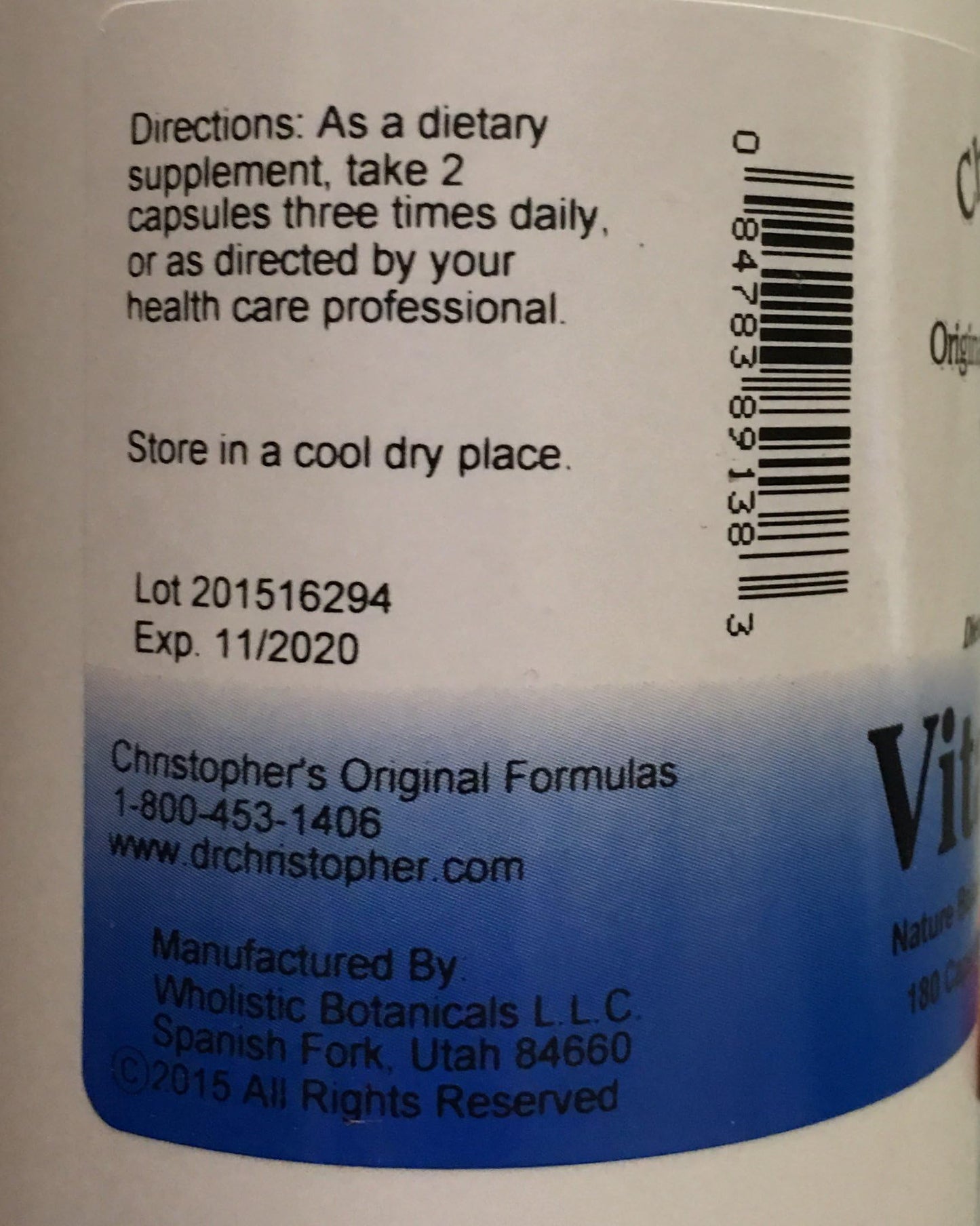 Christopher's Original Formulas Vitalerbs, Nutrient-Rich Herbal Supplement, 180 Veg Caps Christopher's Original FormulasBuy Supplements Australia