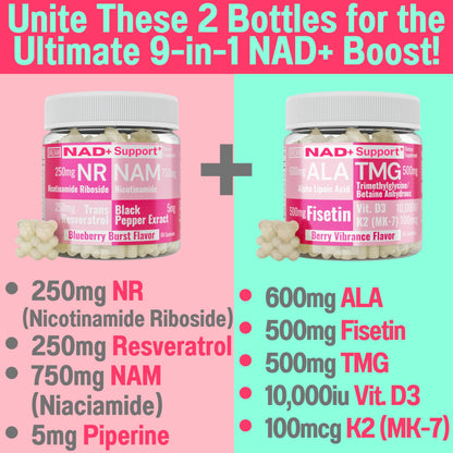 SHIZAM TMG Betaine Alpha Lipoic Acid ALA D3 Fisetin Gummies, Tri-Methylglycine trimethylglycine R-Alpha NAD+ Plus + HCL Supplements, Mitochondrial Senolytic Activator, NR Capsules Powder 600mg 1000mg SHIZAMBuy Supplements Australia
