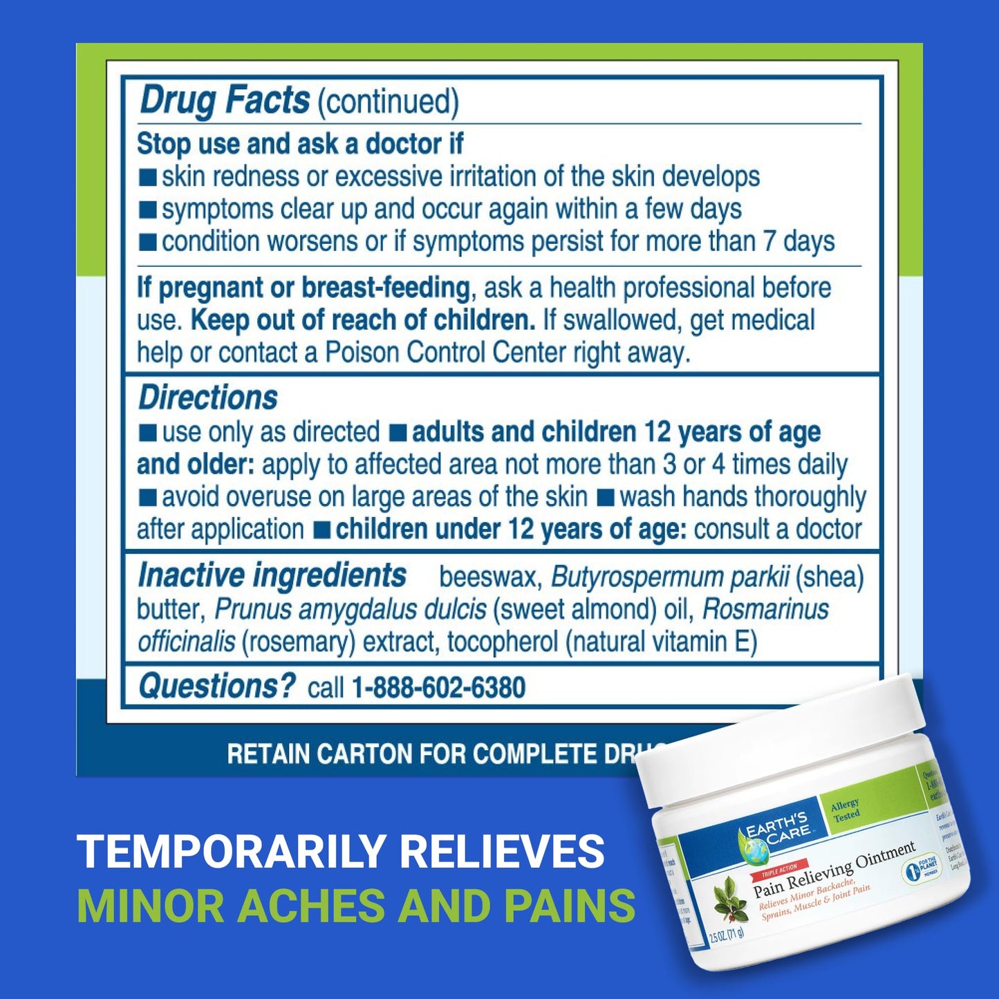 Earth's Care Pain Relieving Ointment - Triple Action Muscle and Joint Cream - Topical Analgesic 2.5 oz. (71 g) Earth's CareBuy Supplements Australia