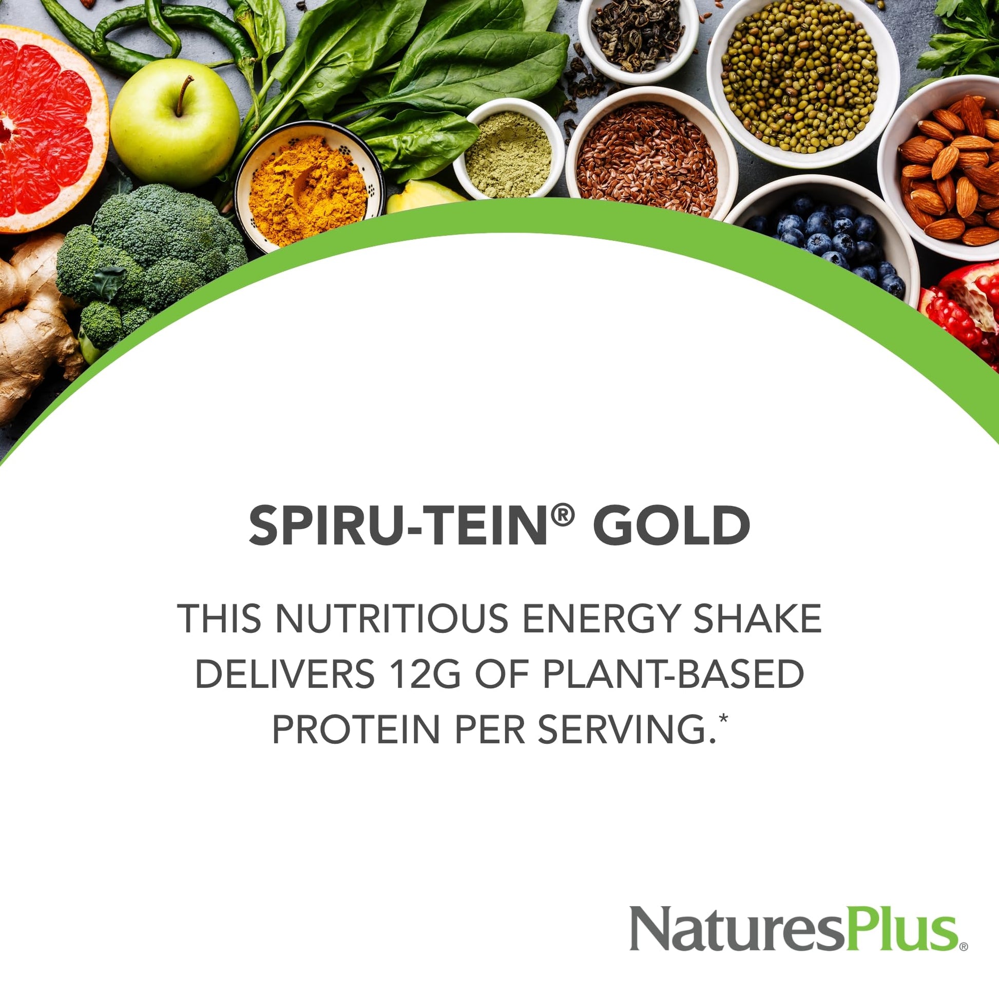 NaturesPlus SPIRU-TEIN GOLD, Vanilla - 1.03 lb - Plant-Based Protein Powder - Vitamins & Minerals for Energy - Vegetarian, Gluten Free - 13 Servings NaturesPlusBuy Supplements Australia