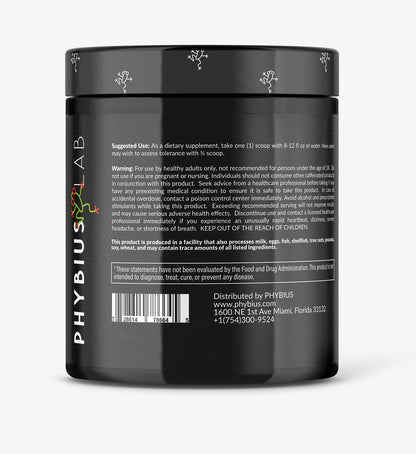 PHYBIUS Lab AM Pre-Workout (Sour Watermelon) Focus, Strength, Powder, 30 Servings