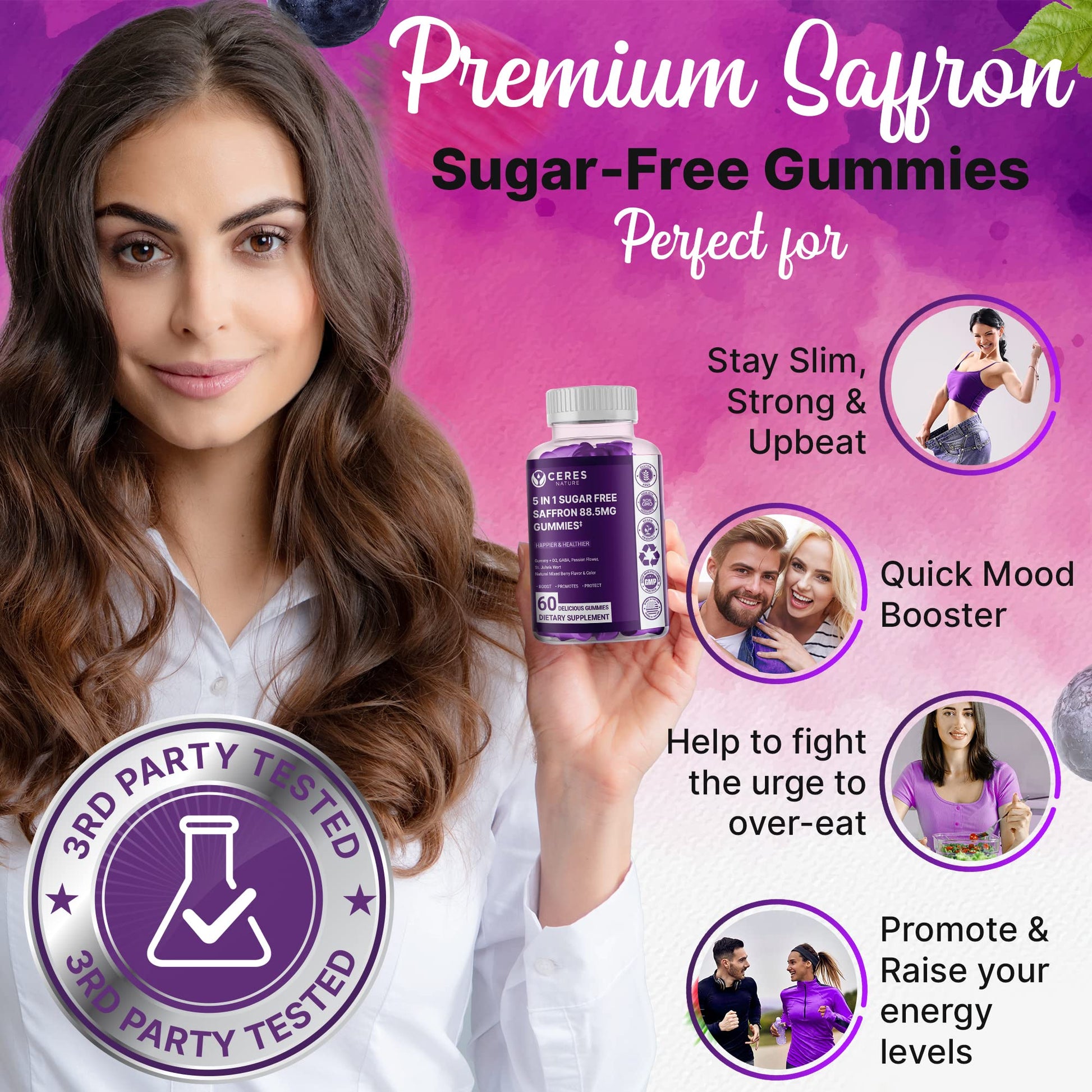 Premium Saffron Extract 88.5mg** Gummy - Appetite Control, Eye Support, Boost Energy Ceres NatureBuy Supplements Australia