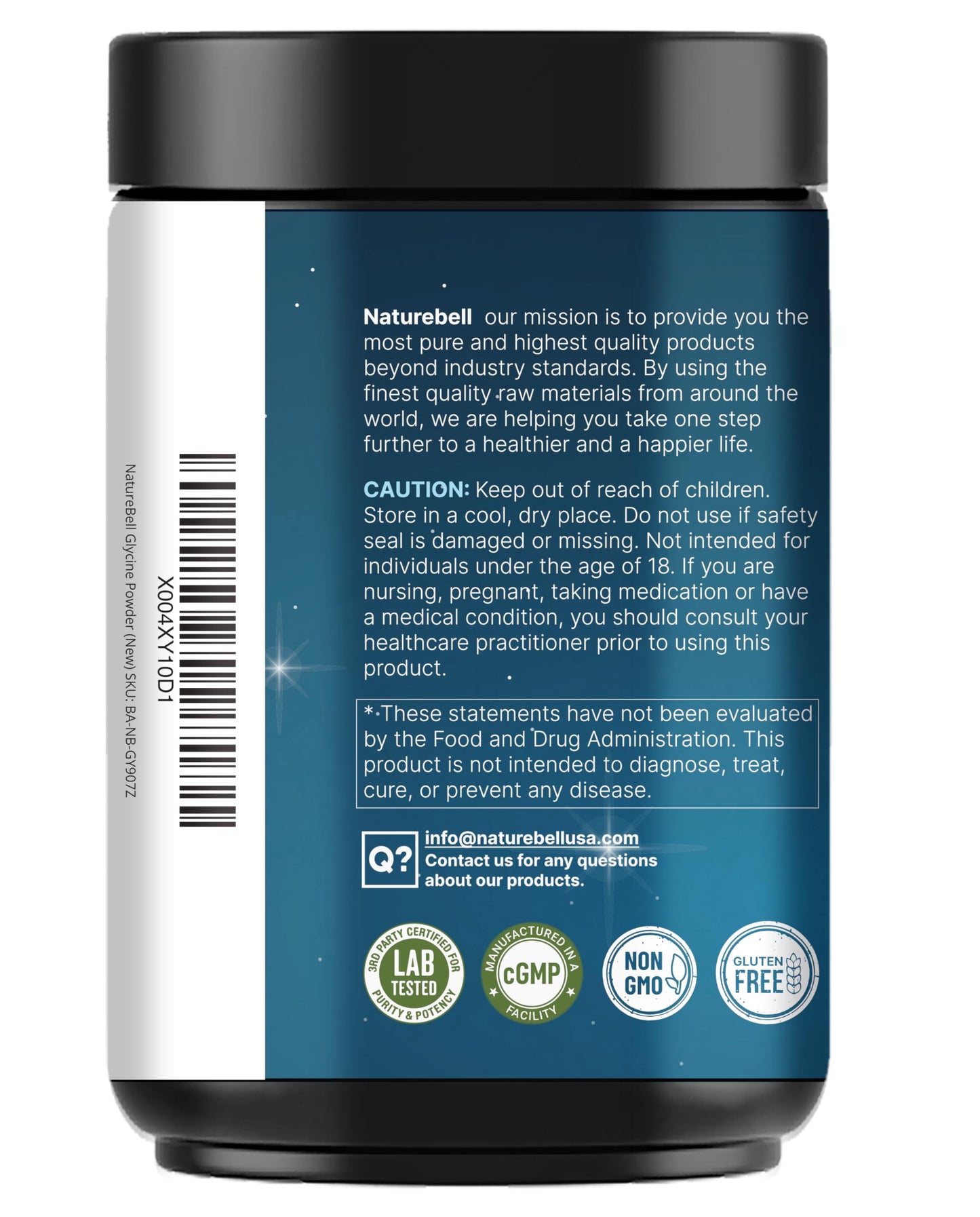 Glycine Powder, 300 Servings (2 lb) – 3,000 mg Free-Form Glycine Per Serving – Unflavored Pure Powder – Non-GMO, cGMP Manufactured NatureBellBuy Supplements Australia