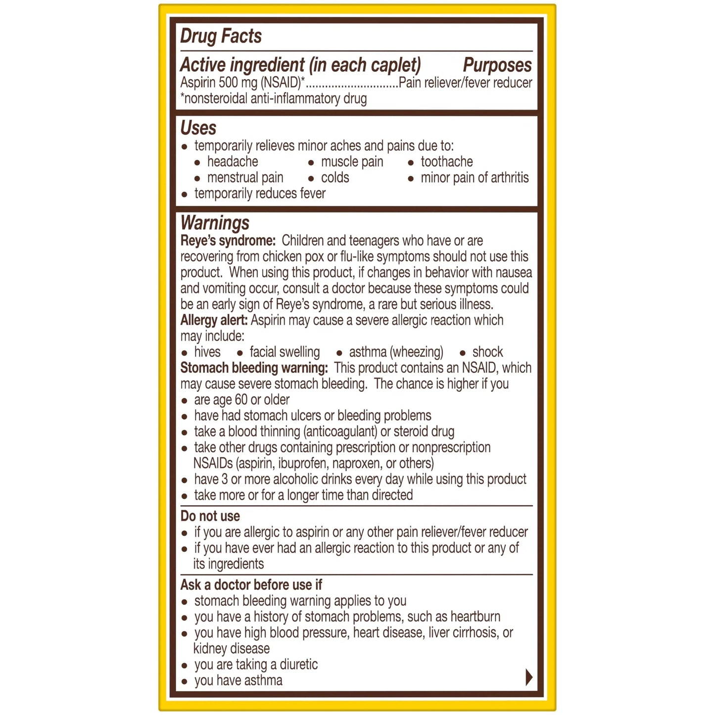 Bayer Aspirin Extra Strength, Aspirin 500mg, Pain Relief Pills, Fever Reducer and Headache Relief for Adults, 100 ct BayerBuy Supplements Australia