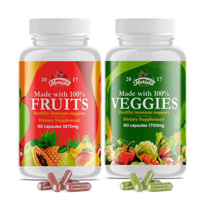 Fruits and Vegetables Supplement - 90 Fruit and 90 Veggie Capsules - Nature Vitamins, Balance of Fruits and Veggies Supports Energy Balance, Soy Free, Vegan Capsules - 90 Count (Pack of 2) FLORIDA HERBSBuy Supplements Australia