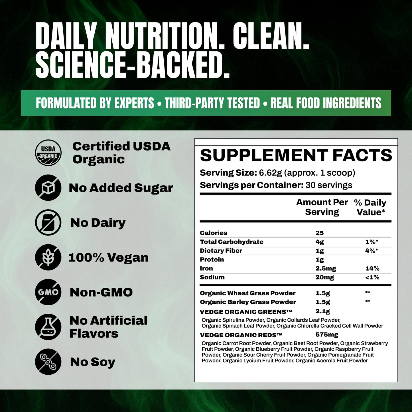 VEDGE Nutrition Organic Greens - Vegan Plant-Based Greens Superfood Powder - Drink Mix for Energy, Antioxidants & Recovery - Full Spectrum Greens for Athletes - 30 Servings - Mixed Berry Flavor VEDGEBuy Supplements Australia