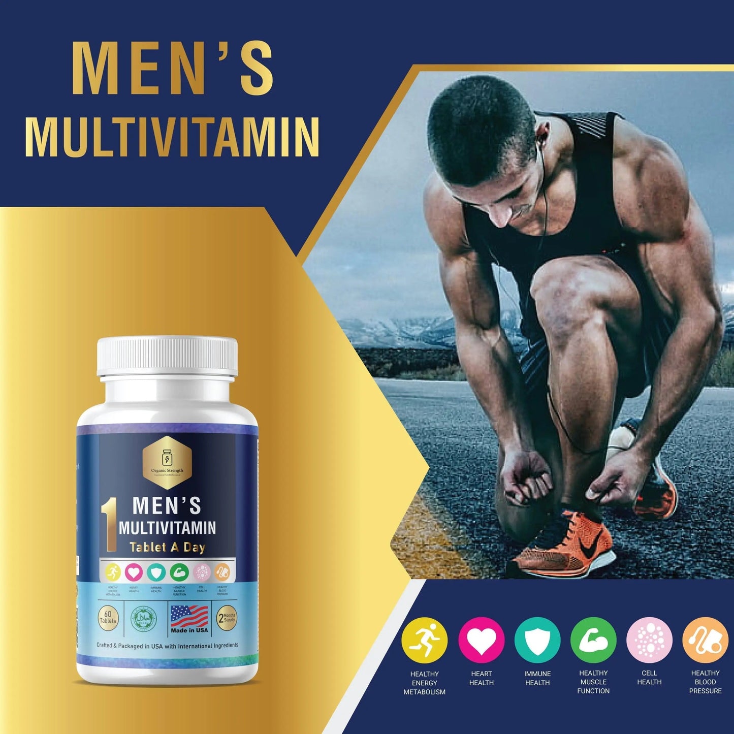 Organic Strength Daily Men's Multivitamins - Multivitamin for Men & Multimineral Supplement for Enhanced Energy Organic StrengthBuy Supplements Australia