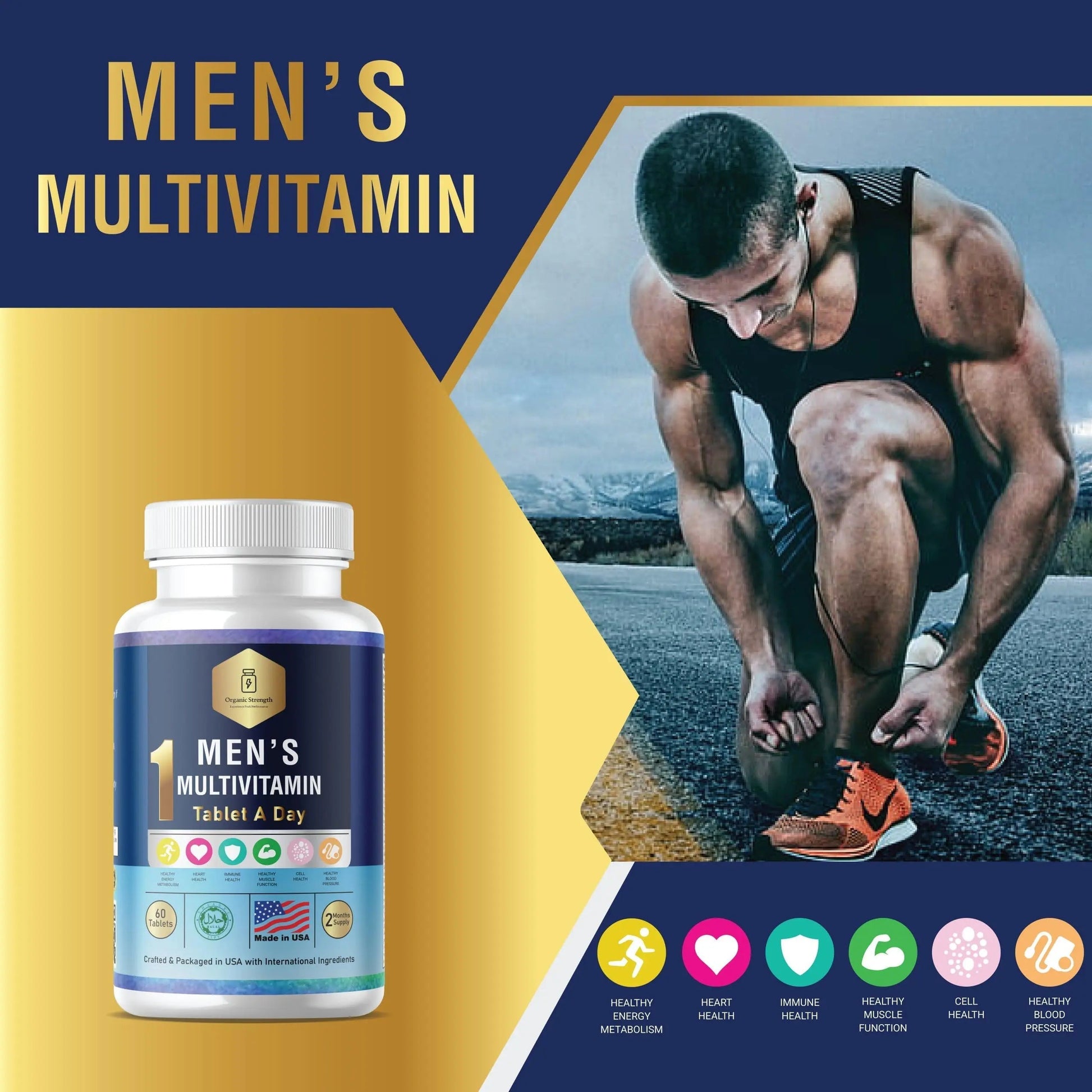 Organic Strength Daily Men's Multivitamins - Multivitamin for Men & Multimineral Supplement for Enhanced Energy Organic StrengthBuy Supplements Australia