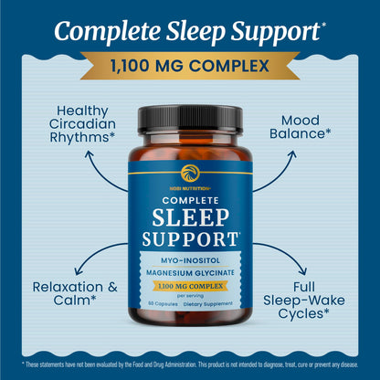 Complete Sleep Support | Myo Inositol + Magnesium Glycinate | Restful Sleep & Relaxation Support | 1100MG Complex | Melatonin-Free, Non-GMO | Inositol Supplement with Magnesium-Glycinate | 60 Ct Nobi NutritionBuy Supplements Australia