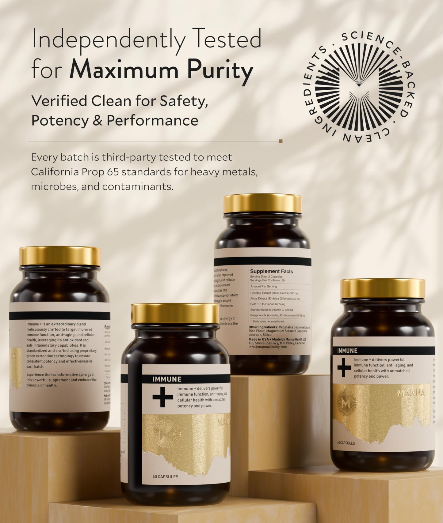 Manna Immune+ Capsules | 500mg Amla Extract & 500mg Rosehip Extract | Vitamin C Supplement for Immune Boost, Antioxidants, Heart Health, Digestion & Immune System Support | For Daily Use | 60 Count M MannaBuy Supplements Australia
