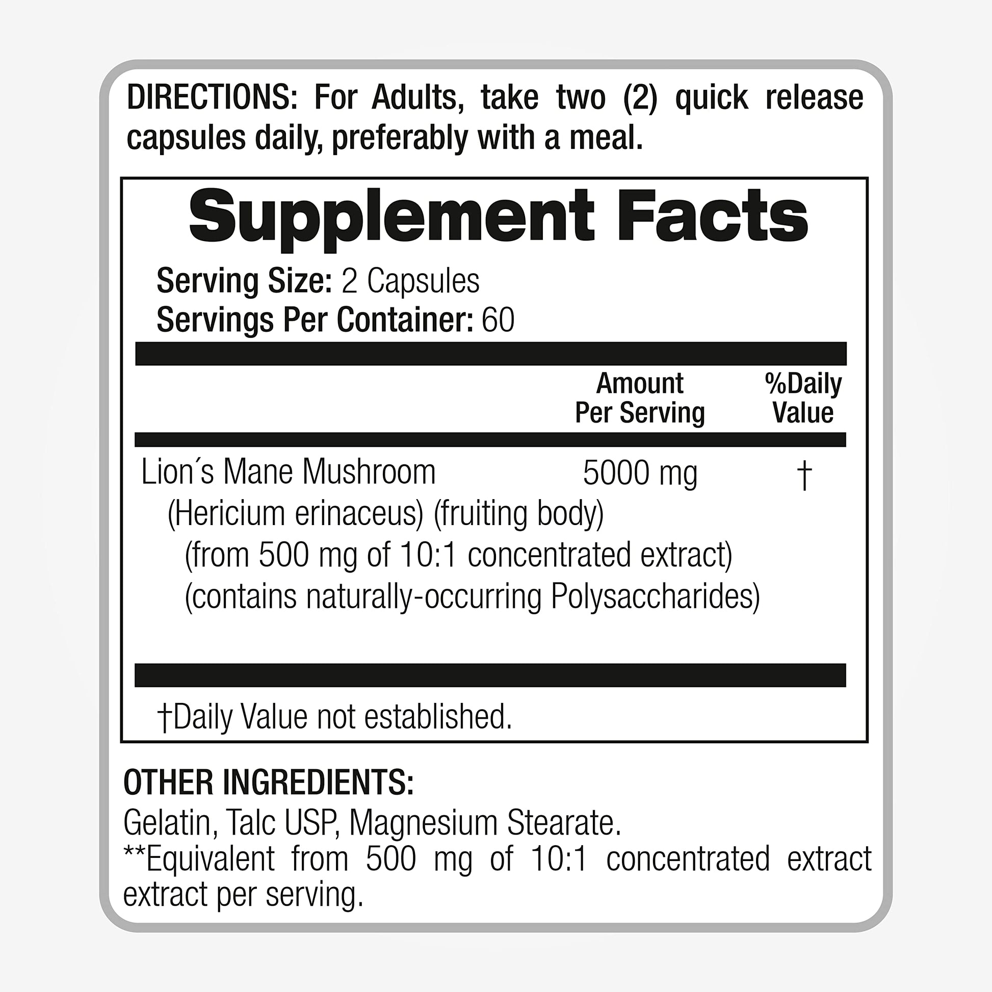 Lab | Lions Mane | 5000 mg per Serving | 120 Capsules | lions mane supplement | lions mane FITO MEDIC'SBuy Supplements Australia