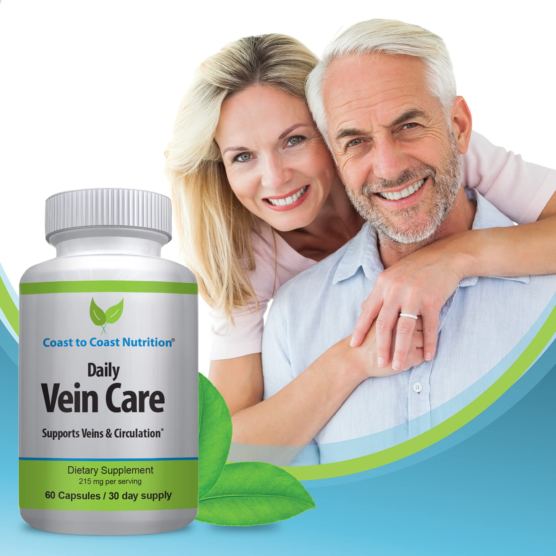 Coast to Coast Nutrition Daily Vein Care Supplement Capsules — Circulation Formula with a Natural Blend of Calcium, Vitamin D3, Vitamin K2 Plus BioPerine for Max Absorption Vein Formula — 60 Capsules Coast to Coast NutritionBuy Supplements Australia
