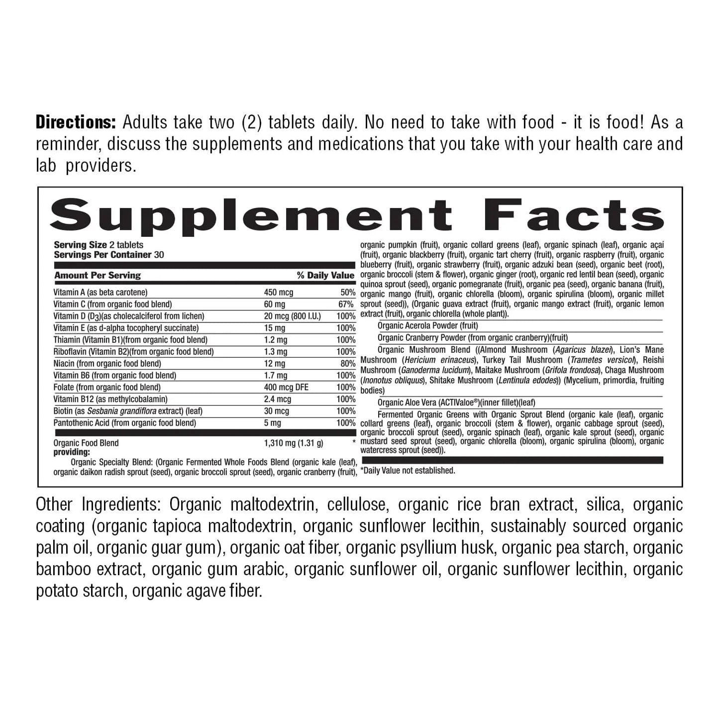 Country Life Realfood Organics Women’s Multivitamin – USDA Organic, Vegan, Gluten-Free – 1,300mg Fermented Whole Foods, Vitamins D, E, B, Folate & Biotin Country Life