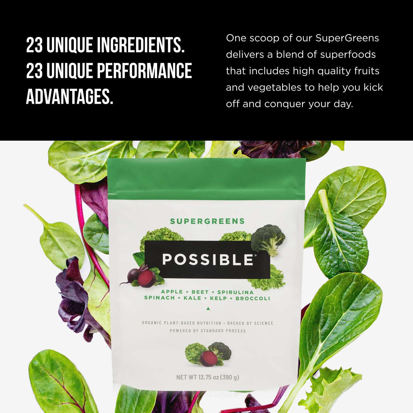 Possible SuperGreens - Potent Superfoods Blend - Plant-Based Antioxidant Support - Greens Powder Supplement & Drink Mix - Non-GMO, Vegan & Gluten-Free - SuperGreens (30 Servings) PossibleBuy Supplements Australia