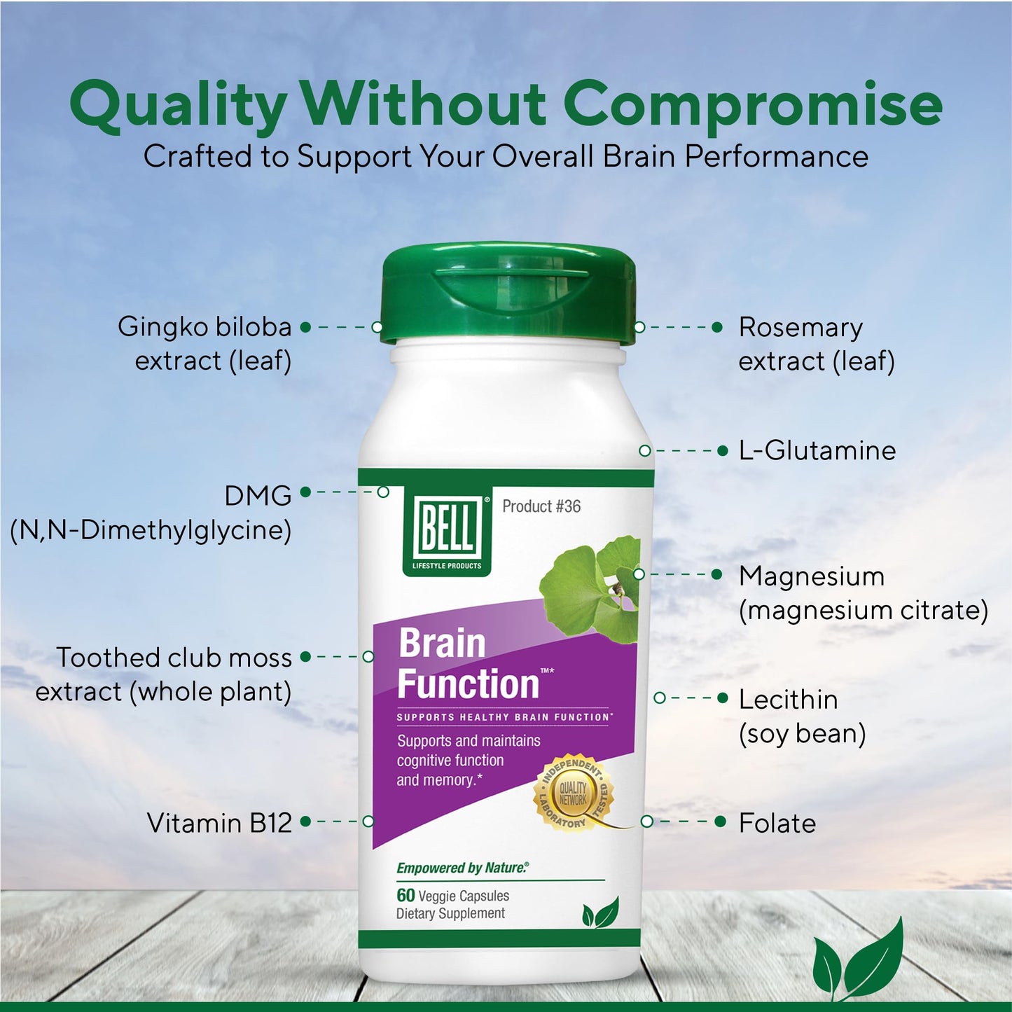 Bell Brain Function Lifestyle, Supports Cognitive Health with Ginkgo, Vitamin B12, Folate - 60 Vegetarian Capsules BellBuy Supplements Australia