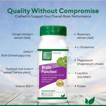 Bell Brain Function Lifestyle, Supports Cognitive Health with Ginkgo, Vitamin B12, Folate - 60 Vegetarian Capsules BellBuy Supplements Australia