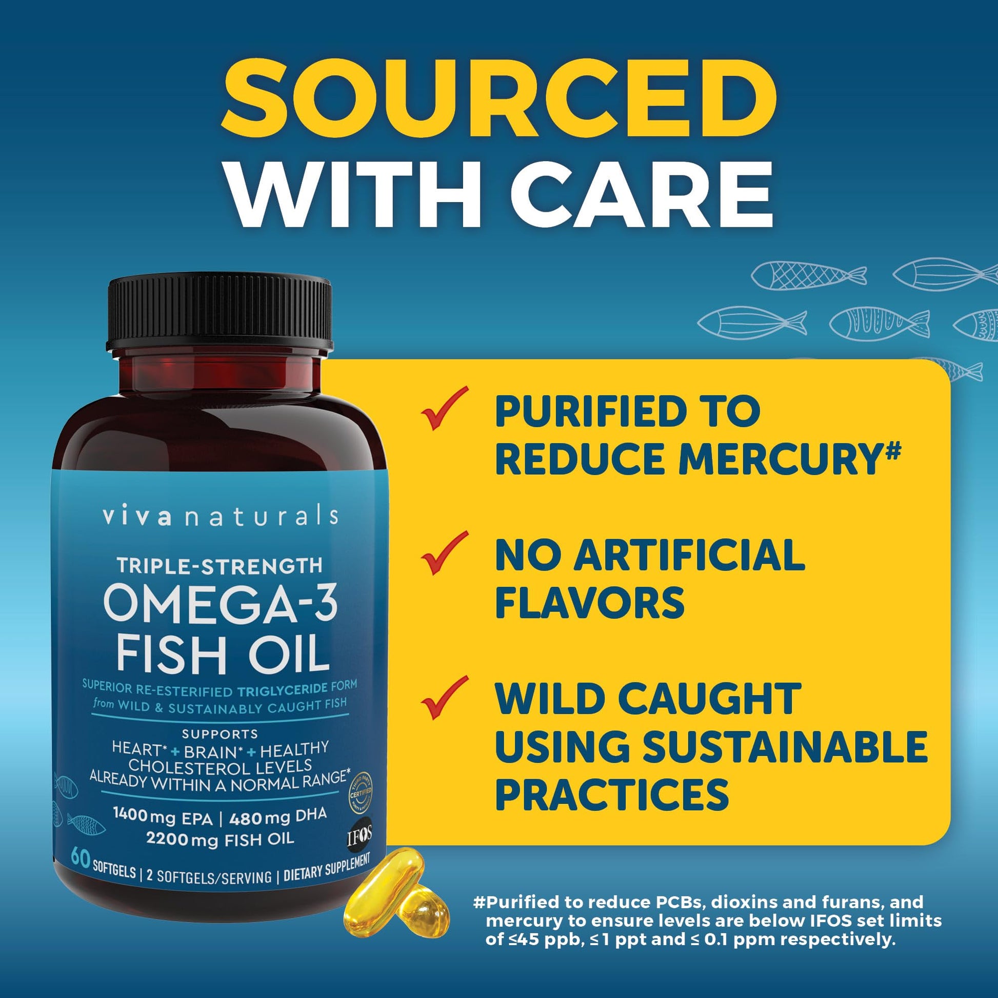 Viva Naturals Triple Strength Omega 3 Fish Oil Supplement - 2200 mg Wild Caught Viva NaturalsBuy Supplements Australia