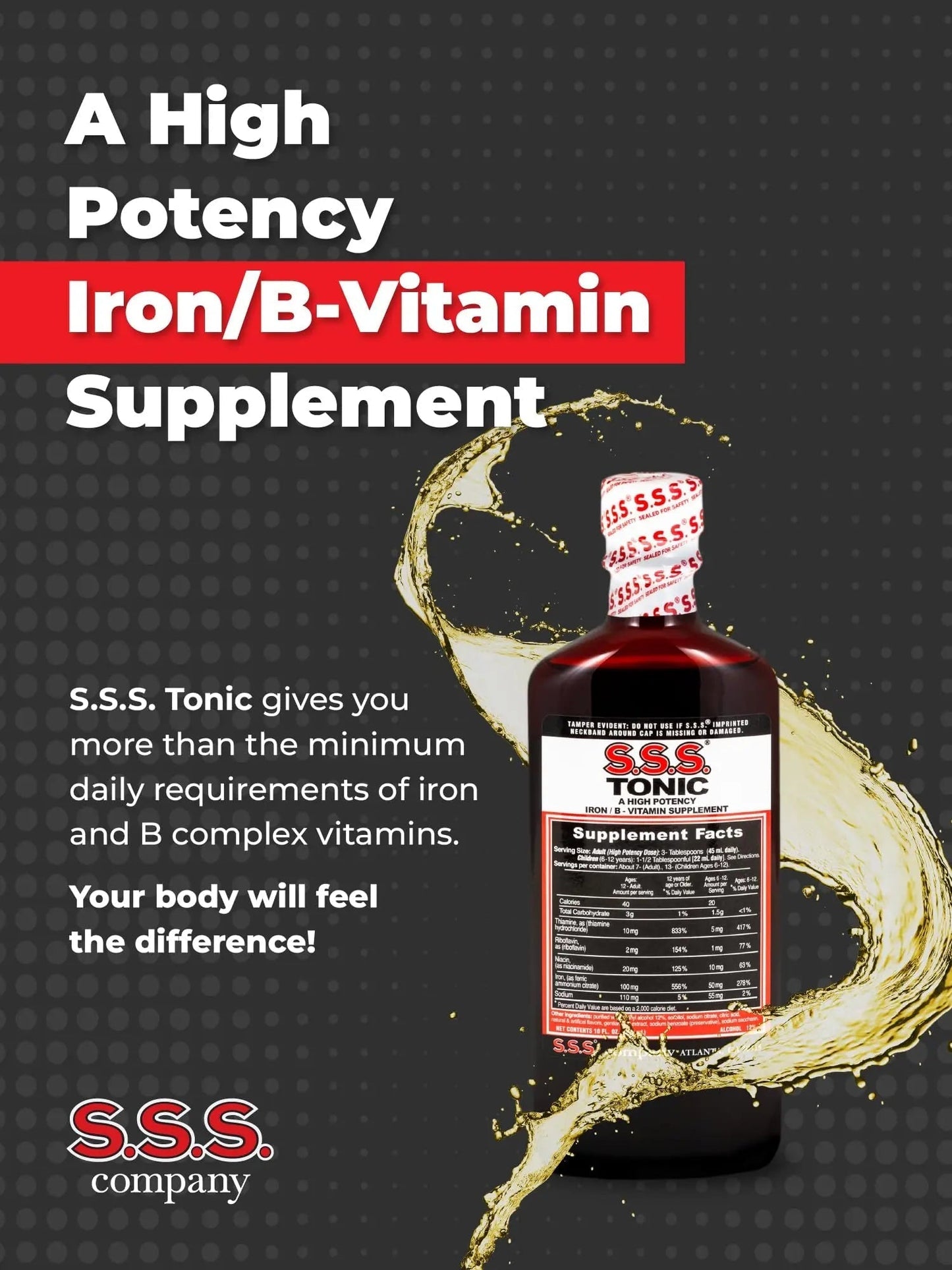 S.S.S. Tonic, Iron and Vitamin B Supplement, High Potency Vitamins, Bottle,10 Fl Oz (Pack of 1) S.S.S. CO.Buy Supplements Australia