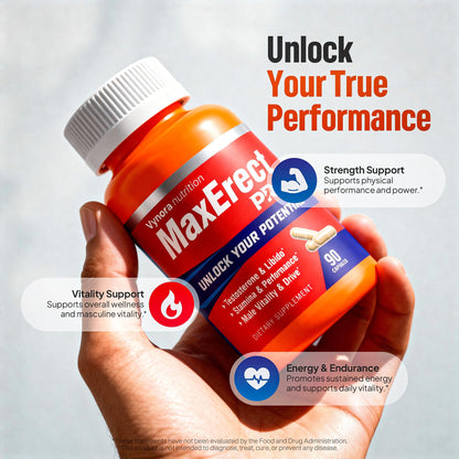 Max Erect PRO Male Enhancing Supplement Pills - Helps Promote Fast Acting Blood Flow for Men - Support Libido, Drive, Size, Performance, Growth, Testosterone, Energy, Stamina, Confidence - 30 Servings Vynora NutritionBuy Supplements Australia